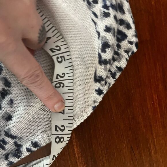 Nic + Zoe Linen Blend Sweater short sleeve white and blue flower large - Picture 12 of 12